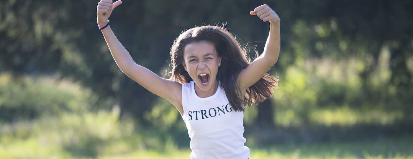 strong Angry teenage girl. Adolescence, strength, independence. Girl power.